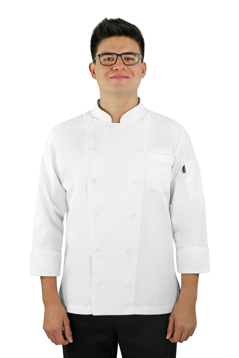 Classic Men's Chef Coat with Smooth Front - PermaChef USA 